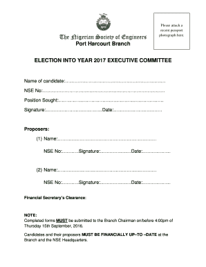 Election Form Sample