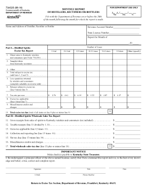 73A525 06 16 MONTHLY REPORT Commonwealth of Kentucky of Revenue Ky  Form