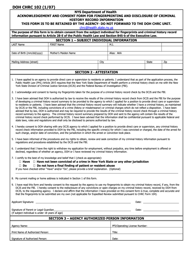 Doh 102 Form