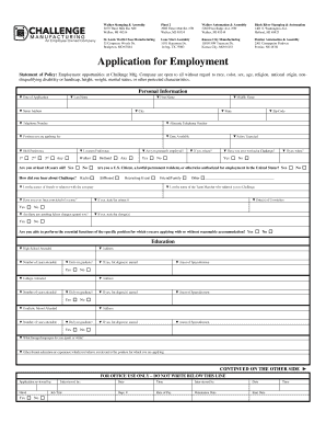 Challenge Manufacturing Application  Form