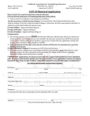 Catc Certification Renewal  Form