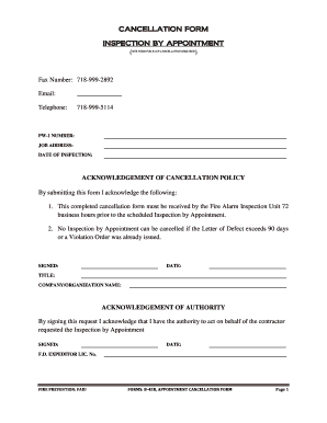 Cancellation Inspection  Form