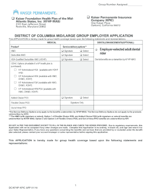 Kaiser Permanente DC Enrollment Employer  Form