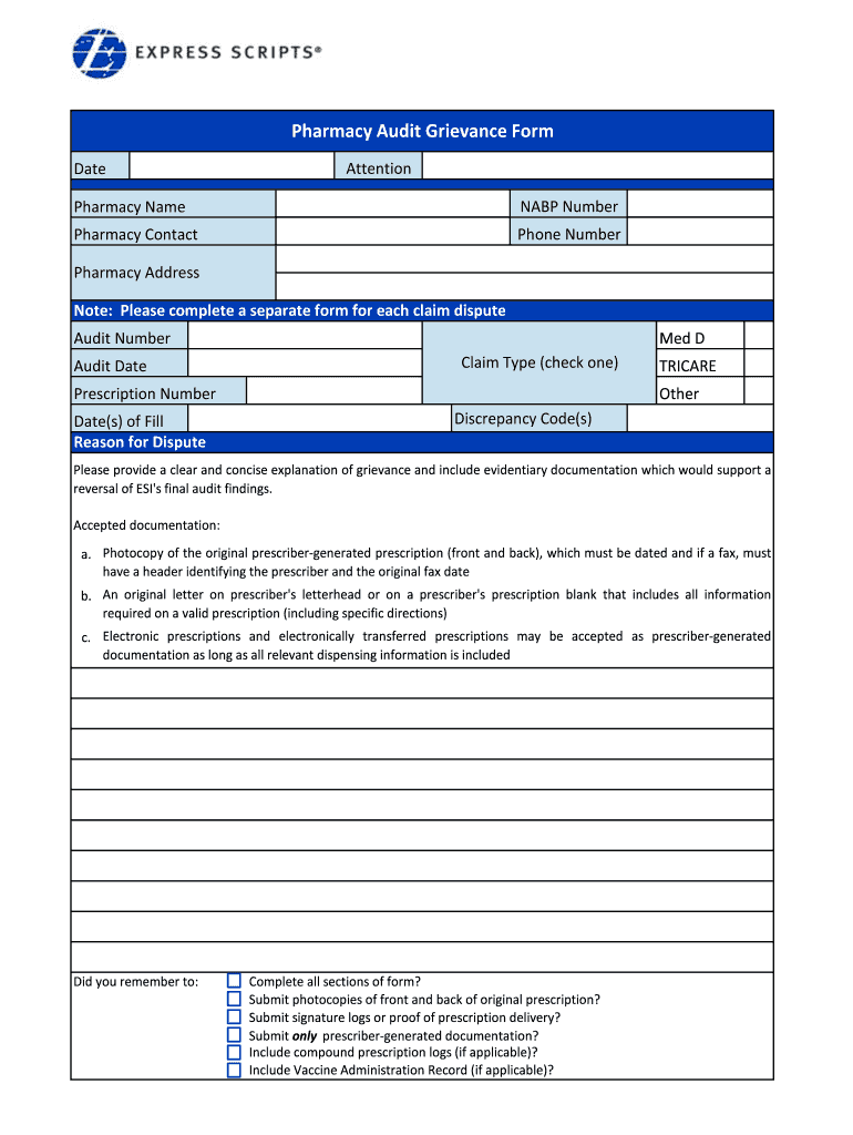 Express Scripts Audit  Form