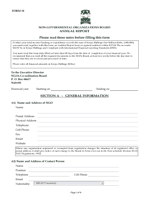 Non Governmental Organizations Board  Form