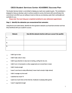 Student Success Plan Template  Form