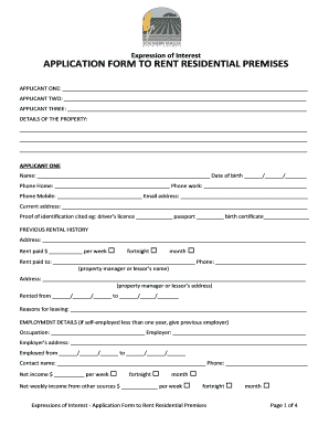 Expressions of Interest Rental Application Form Southern Mallee Southernmallee Sa Gov