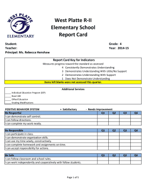 4th Grade Report Card West Platte School District Wpsd  Form