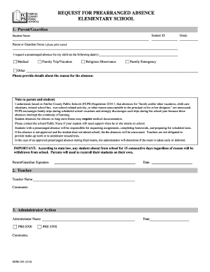  Fcps Pre Arranged Absence Form 2016