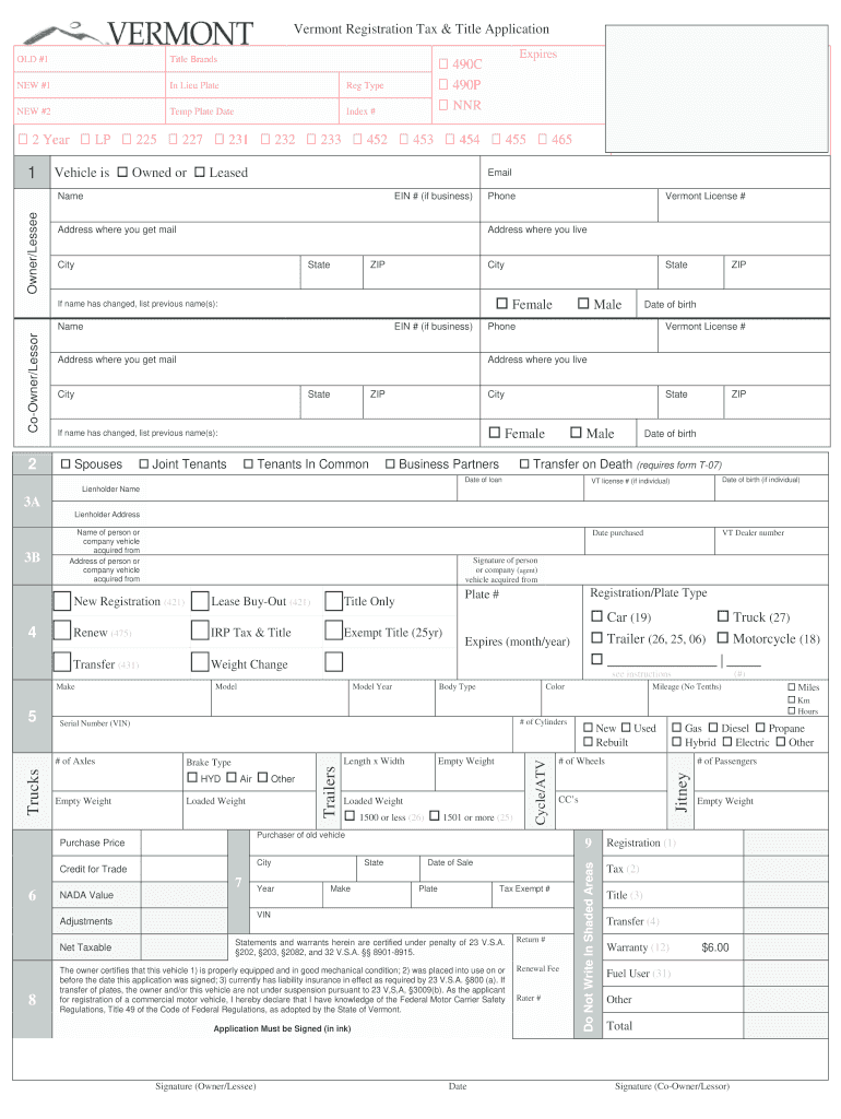  DEPARTMENT USE ONLY DO NOT WRITE in Vermont DMV 2018