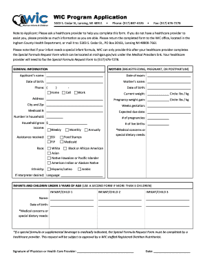 Wic Application  Form