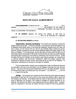 Estate Sale Contract PDF  Form
