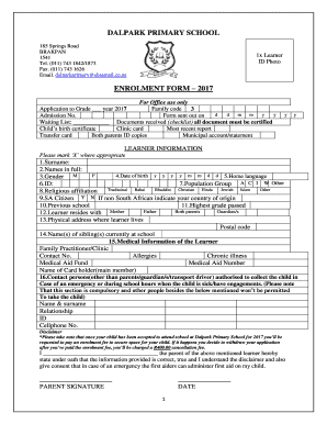 Dalpark Primary School Fees  Form