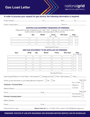 Gas Load Letter  Form