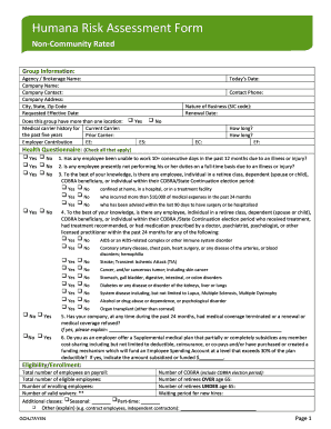 Humana Health Risk Assessment Form