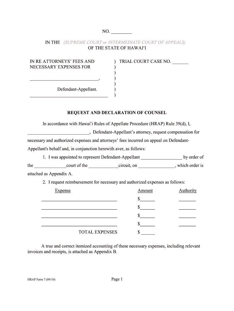 In the SUPREME COURT or INTERMEDIATE COURT of APPEALS Courts State Hi  Form