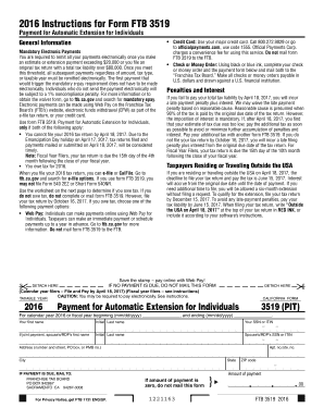 Form 3519 Payment for Automatic Franchise Tax Board Ftb Ca