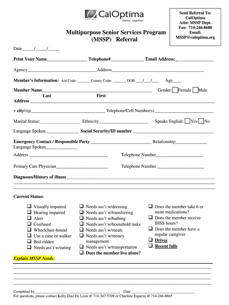 Mssp Caloptima  Form