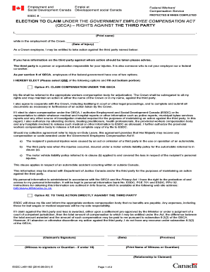 Election to Claim under the Government Employees Compensation Act GECA Rights Against the Third Party LAB1192 Servicecanada Gc  Form