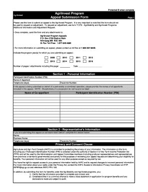  Agriinvest Program Appeal Submission Form 2016