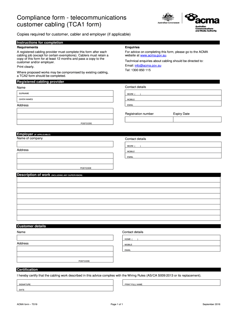  Tca1 Form 2016-2024