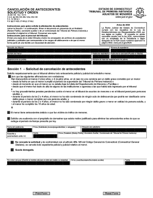 Erasure of Recordpetitionorder Spanish Connecticut Judicial Branch Jud Ct  Form