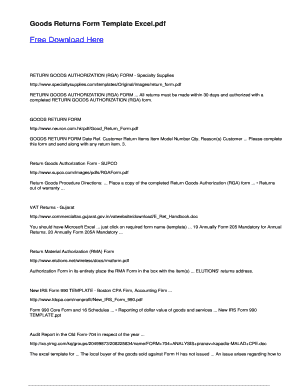 Goods Return Form Template Excel