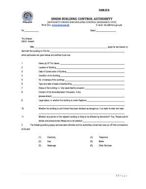Sindh Building Control Authority  Form