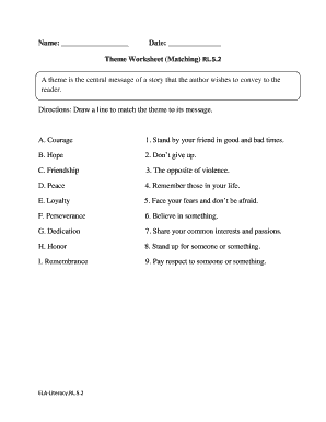 Theme Worksheet Matching Part 1 Answers  Form