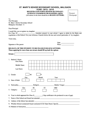 St Mary&#039;s Maligaon  Form