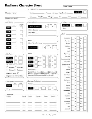 Radiance Character Sheet Inklikeurine Com  Form
