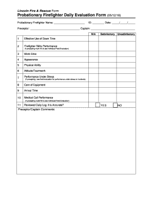  Probationary Firefighter Evaluation Form 2016