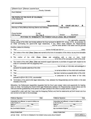  JDF 520 Petition to Terminte the Parent Child Legal Relationship DOC 2006