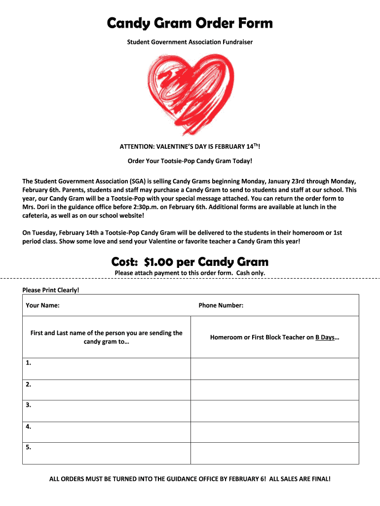 Candy Gram Order  Form