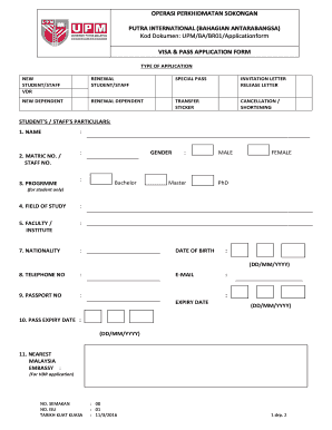 Upm Visa Renewal Checklist  Form