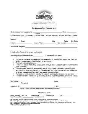 Card Access and Key Request Form 1 DOC Dcs4you