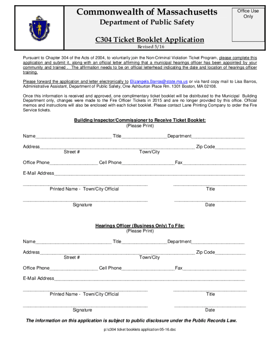 C304 Ticket Booklets Application 05 20 16 UPDATE Mass  Form