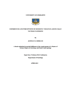 Medzani Experiences and Perceptions of Domestic Violence among Male Vicitms in Kwekwe Ir Uz Ac  Form