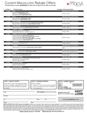 Macys Rebate Form