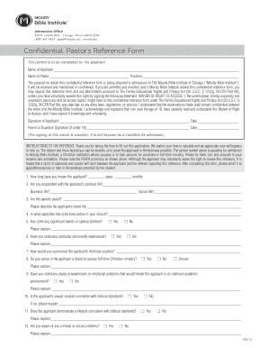 Confidential Pastor S Reference Form Moody Edu