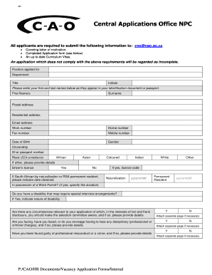 Cao Application  Form