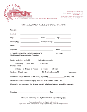 Capital Campaign PLEDGE and Donation FORM