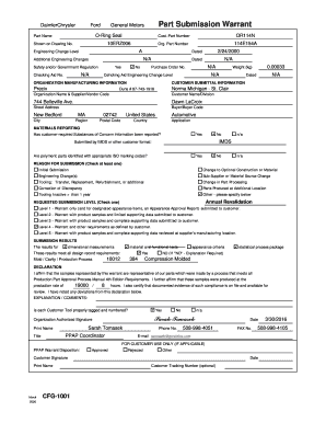 Part Submission Warrant L G  Form