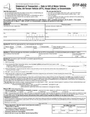 Statement of Transaction  Form