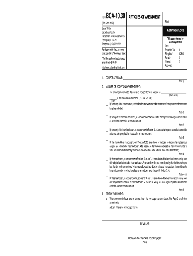  Bca 10 30 Articles of Amendment 2003-2024