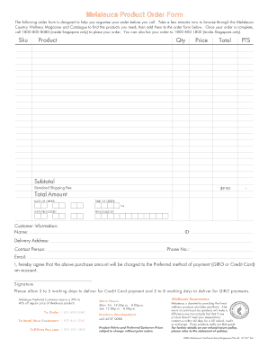 Melaleuca Return Form