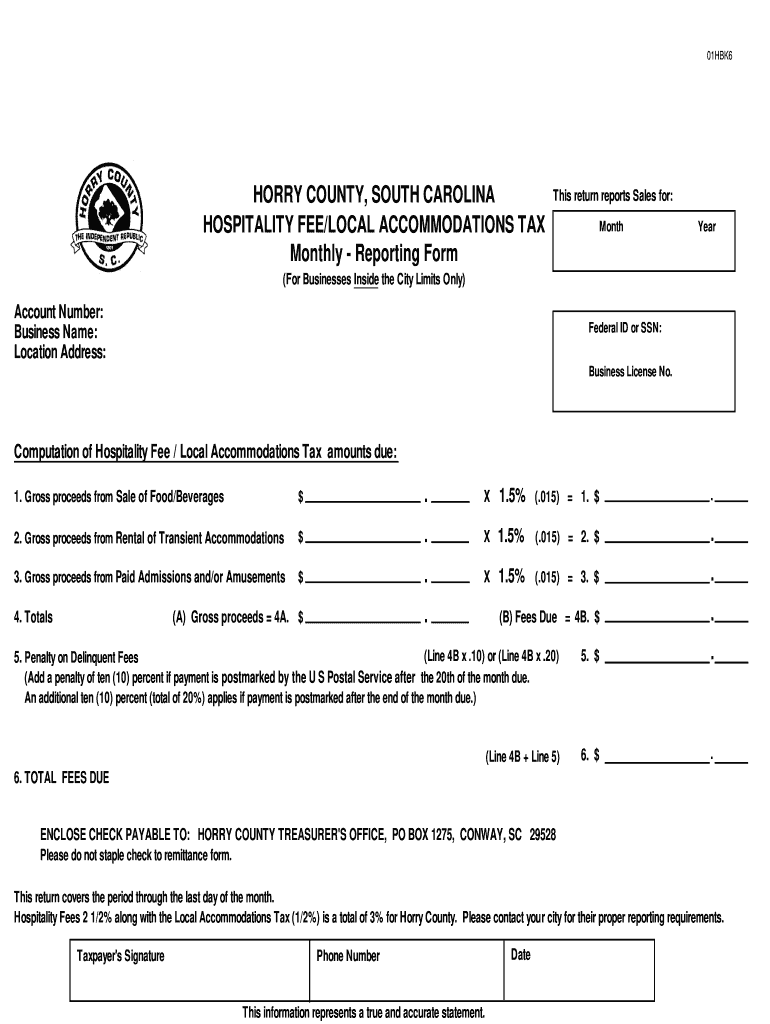 Hospitality Fee Form