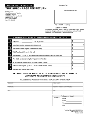 Nevada Tire Tax Form