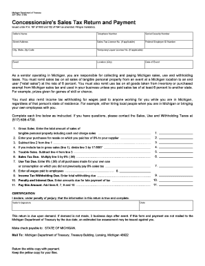 Form 2271, Concessionaire&#039;s Sales Tax Return and Payment Form 2271, Concessionaire&#039;s Sales Tax Return and Payment