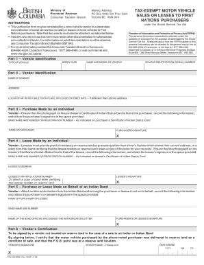 FIN 429 This Verification Form May Be Completed by a Motor Vehicle Vendor to Substantiate Non Collection of Social Service Tax O